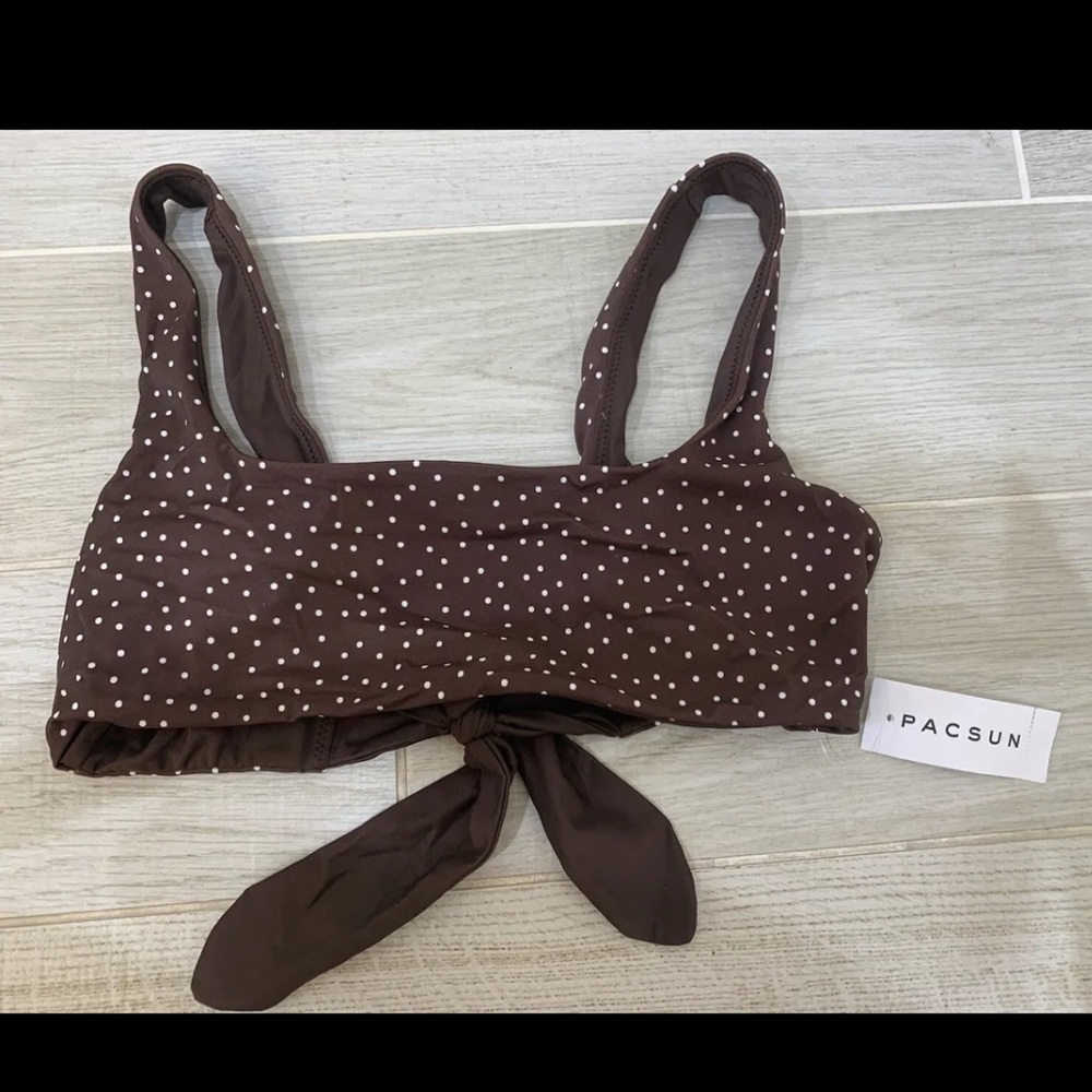 PacSun Brown Polka Dots Bikini Reversible Amor Y Besos Size M